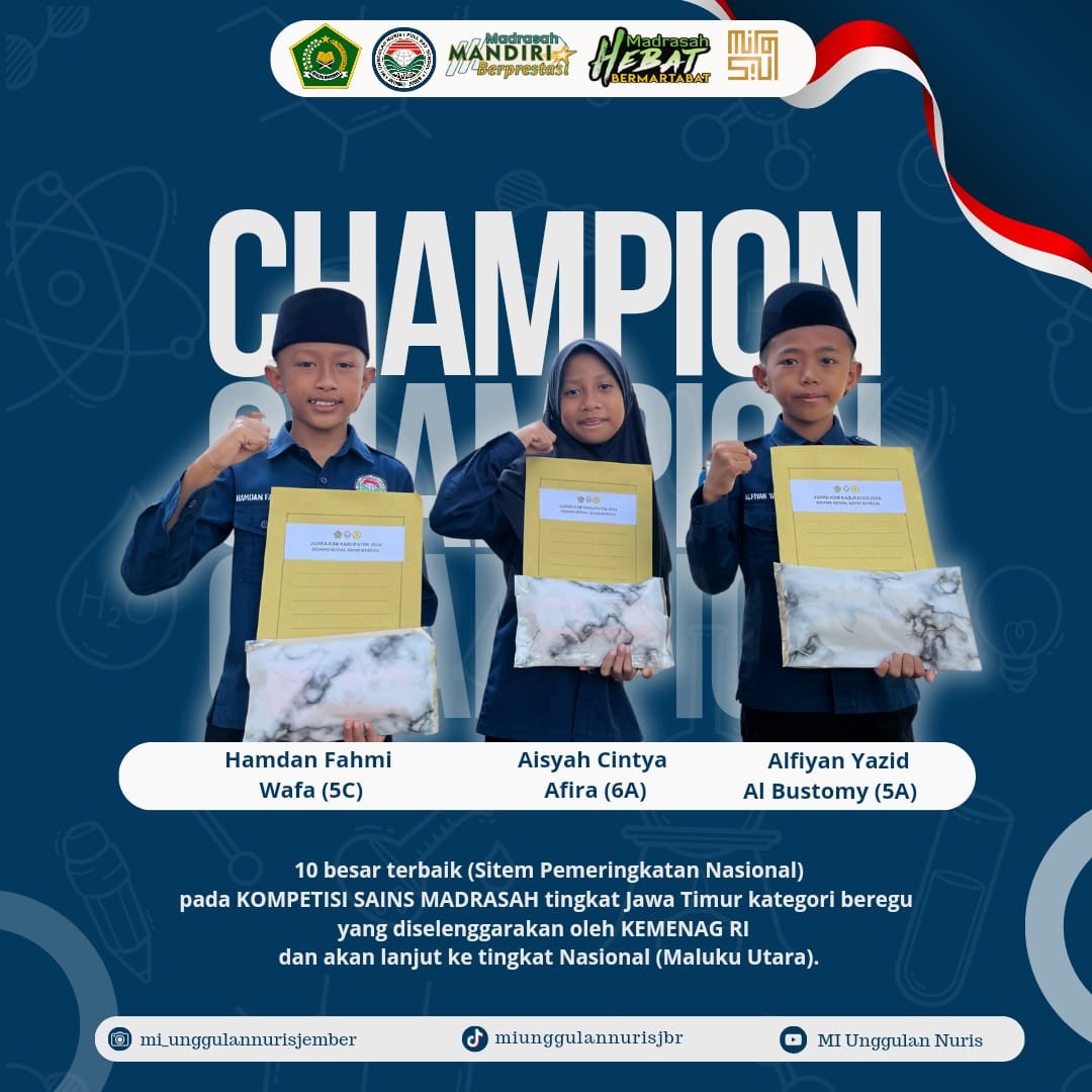 Selamat! Alfiyan, Hamdan, dan Aisyah Juara 10 Besar Nasional Kompetisi Sains Madrasah