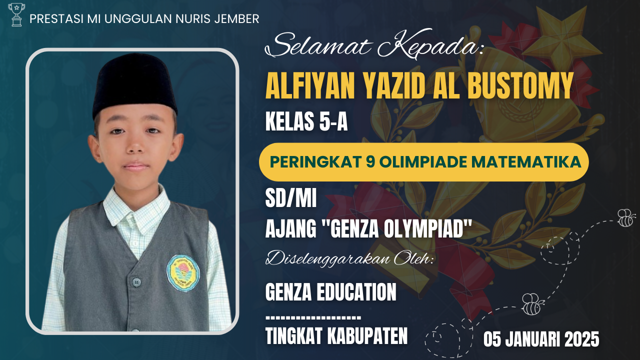 Tak Puas Hanya Satu Medali, Alfiyan Siswa MI Unggulan Nuris Jember Kembali Sabet Prestasi di Genza Olympiad!