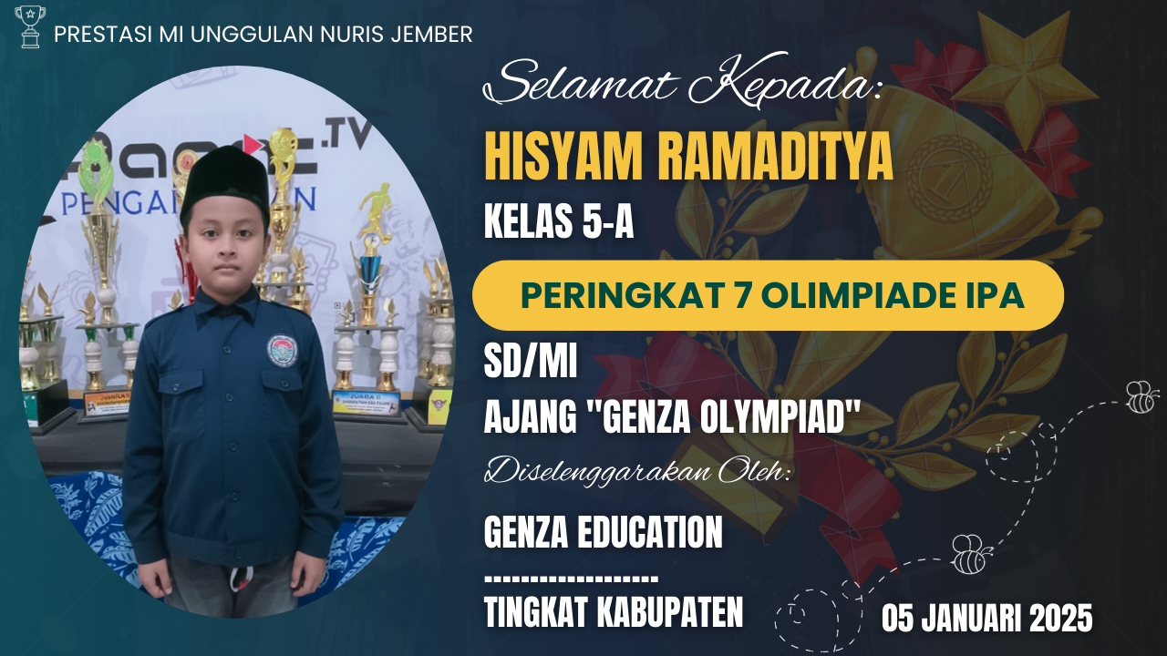 Konsisten Berprestasi! Hisyam Siswa MI Unggulan Nuris Jember Raih Juara di Ajang Genza Olympiad!