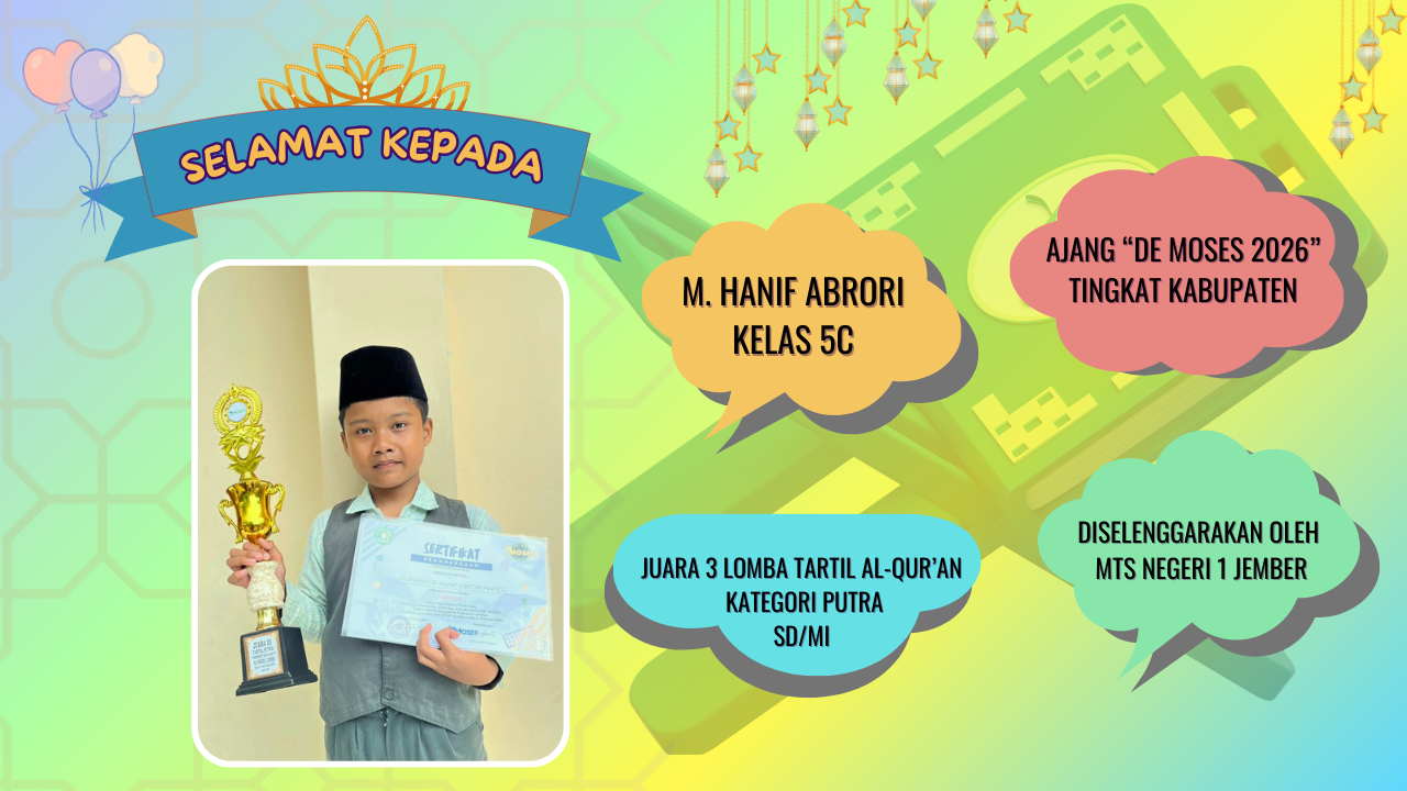 Hanif, Siswa MI Unggulan Nuris Jember Kembali Sabet Piala di Ajang De MOSES 2026!