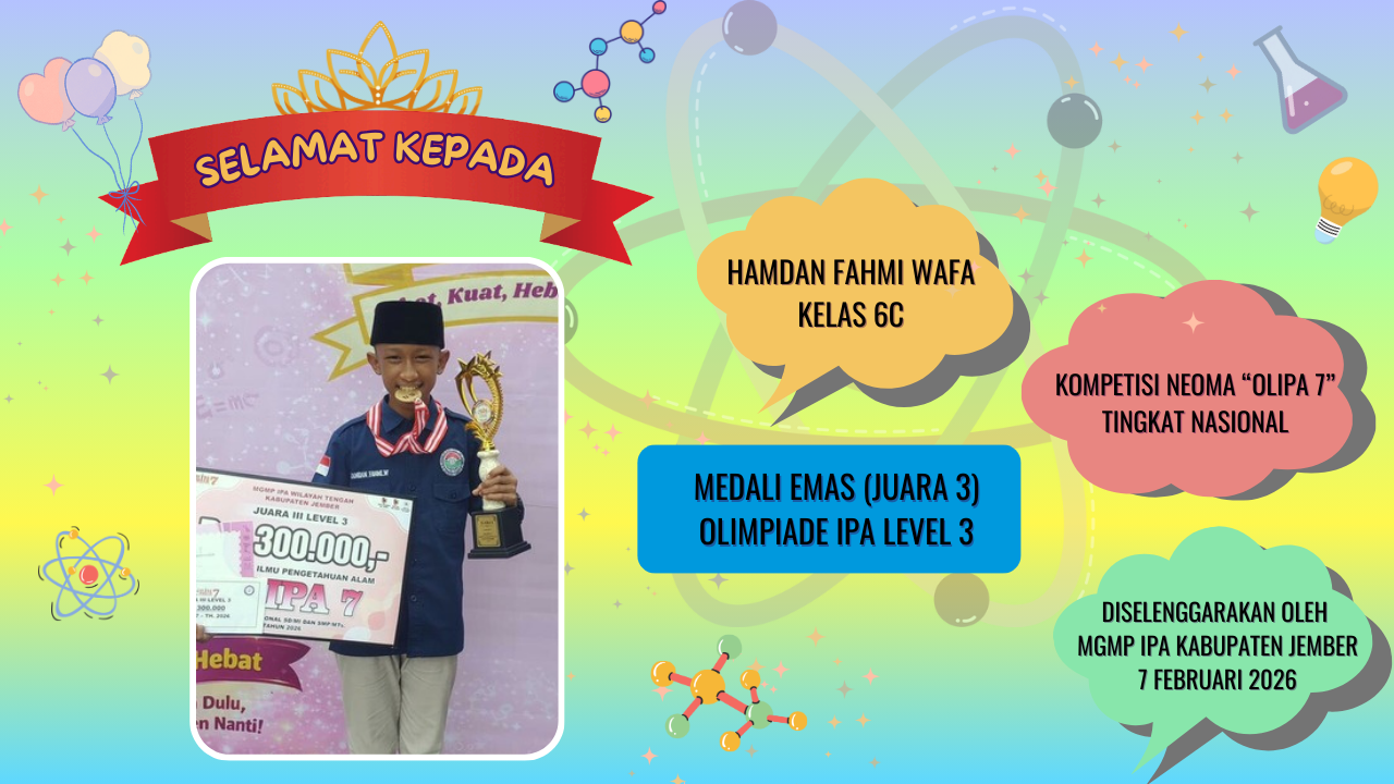 Tembus Kancah Nasional, Fahmi Siswa MI Unggulan Nuris Jember Berhasil Sabet Medali Emas di Ajang OLIPA 7!