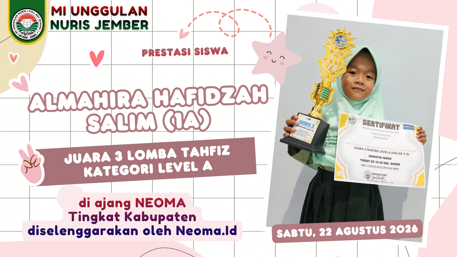 Lantunan Ayat Alma Harumkan Nama MI Unggulan Nuris Jember!