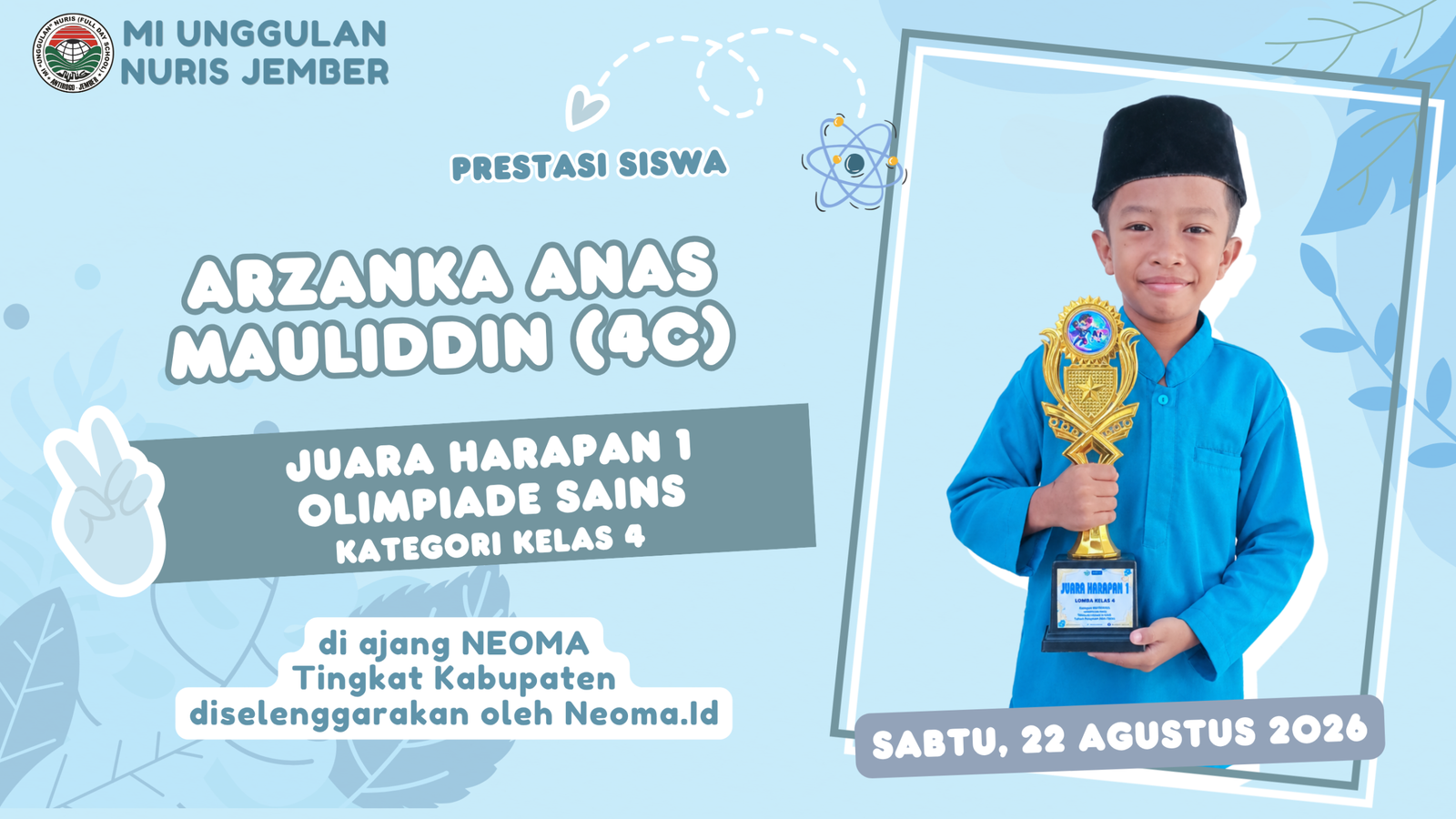 Aksi Lincah Arzan Bawa Nama Baik MI Unggulan Nuris Jember di Ajang NEOMA!