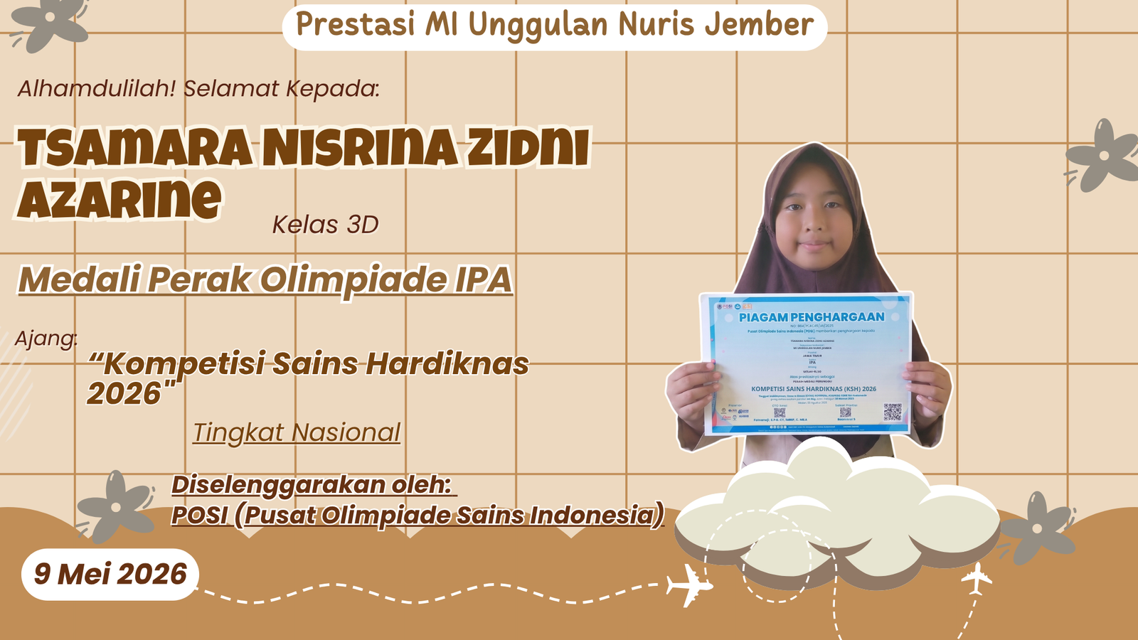 Nina, Gadis Ceria dari Kelas 3D Ini Bikin Bangga MI Unggulan Nuris Jember!