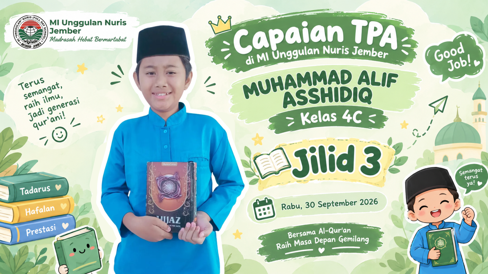 Calon Presiden Cilik MI Unggulan Nuris Jember Ini Terus Semangat Tuntaskan Capaian TPA!